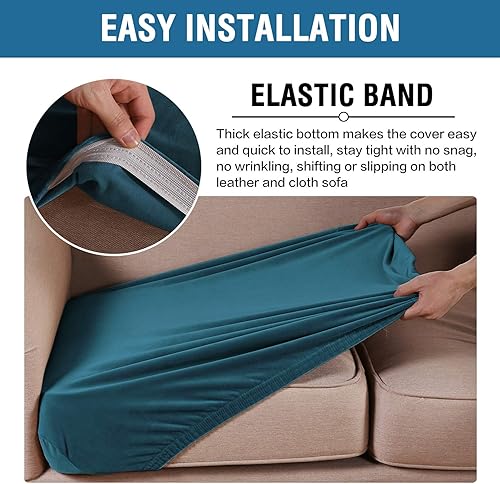 Miniatura 4 de H.VERSAILTEX Funda de cojín elástica de terciopelo para sofá, funda de cojín de felpa para silla, sofá biplaza o sofá, protector de muebles, cojín