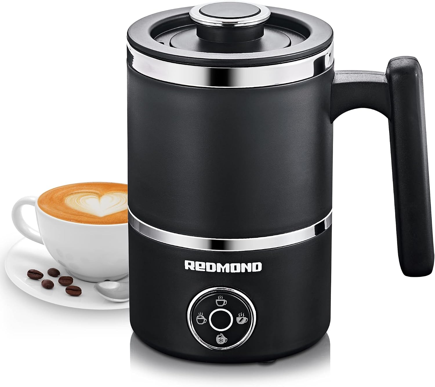 REDMOND Milk Frother, 4-in-1 Electric Milk Frother for Coffee, 10.1oz/300ml Large Capacity, Hot/Cold Foam and Hot Chocolate Maker, Milk Steamer for Latte, Cappuccino, Macchiato, Hot Milk