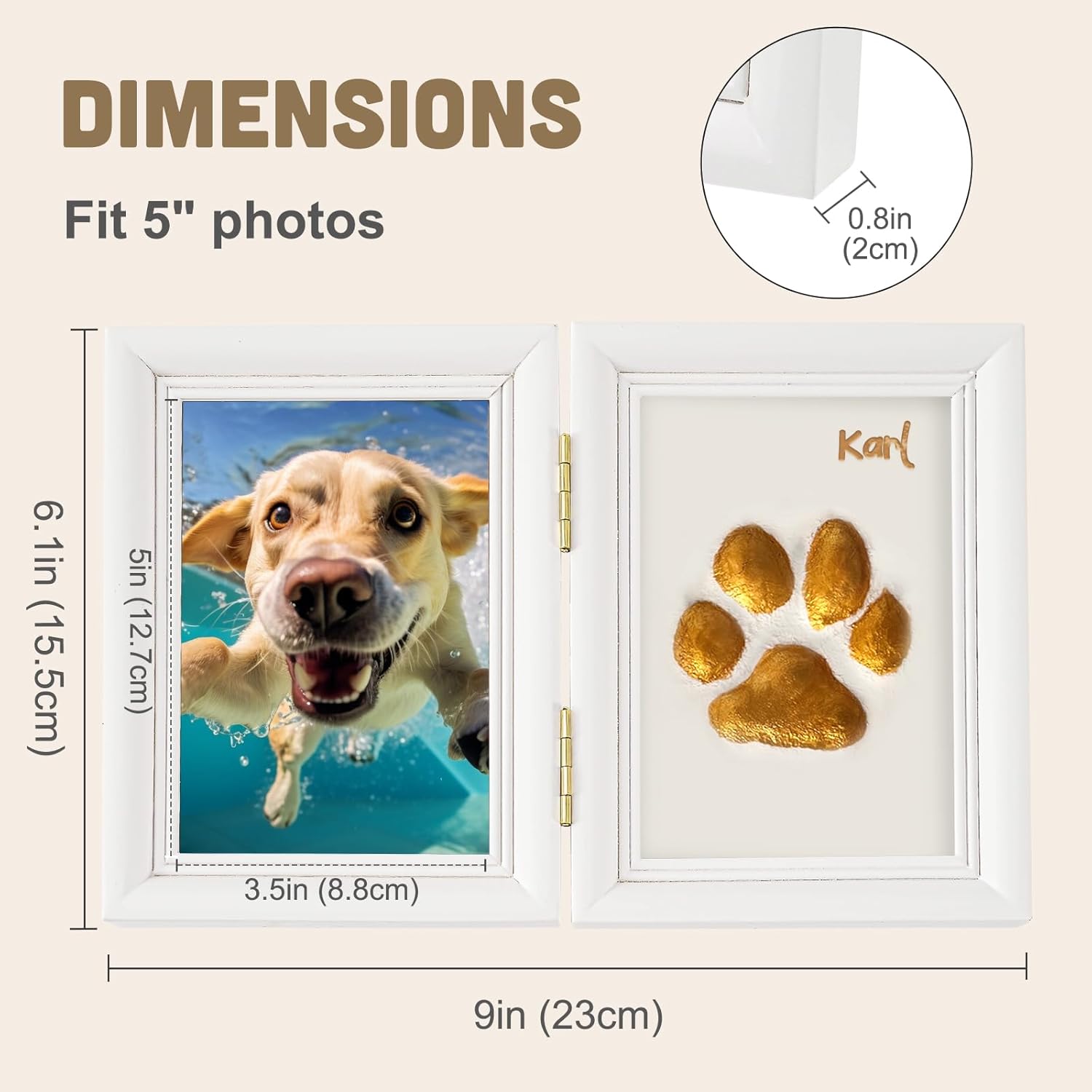 Avont Paw Print Kit with Picture Frame and Imprint Clay, Pawprints Impression Keepsake for Dogs Cats, Memorial Desk Display for Pets -White - Image 3