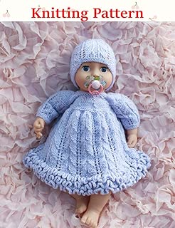 Triple Frilled Dress and Hat Knitting Pattern (no. 59) for 12 to 18 inch doll or baby - coolthings.us
