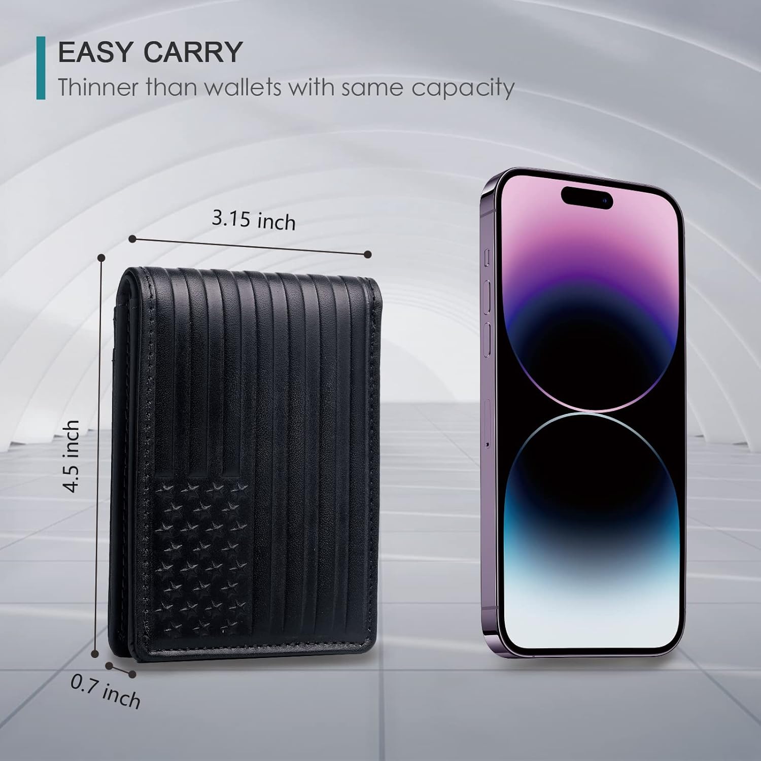 Full Grain Leather Wallets for Men, Bifold Wallets for Men, Mens Leather Wallets with 12 Slots, RFID Blocking, Gifts for Men (USA Flag, Black) - Image 7