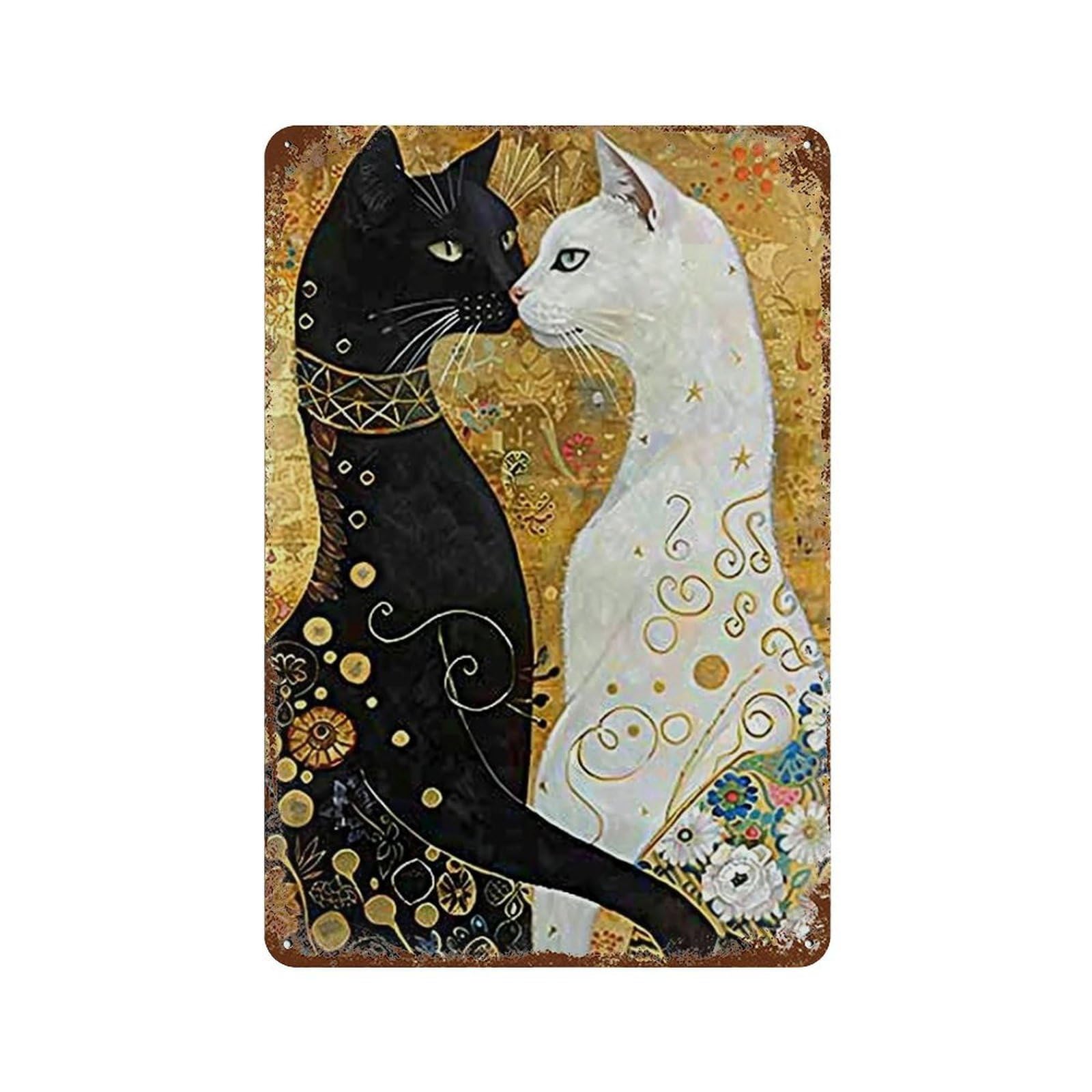 YHGERTKU The Cat's Kiss 04 Wall Art Retro Iron Vintage Metal Tin Sign Poster Modern Decor for Living Rooms Gift 30x20cm