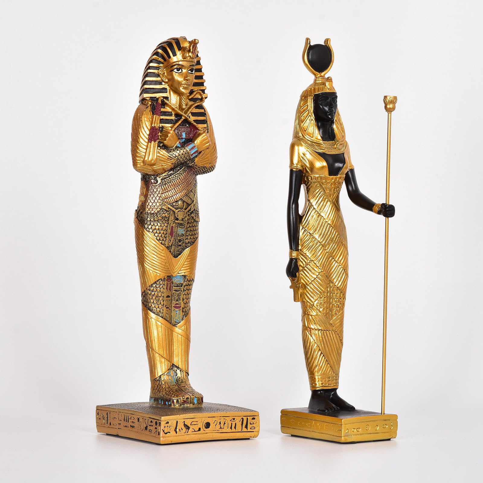 Egyptian Ornament, 11.4inch Tall Pharaoh and Queen Figure Statue