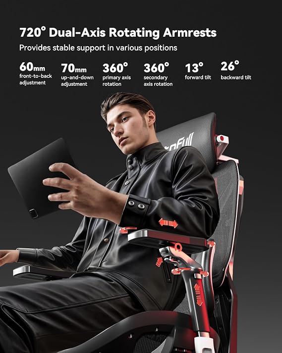 Autofull G7 Gaming Chair - 3-Zone Lumbar, 22-Point Adjustment, Breathable Mesh, Custom Backplate, 720 Armrests, BIFMA Certified Ergonomic, 140 Recline, IGR Certified, Niko Endorsed - Gift for Gamers