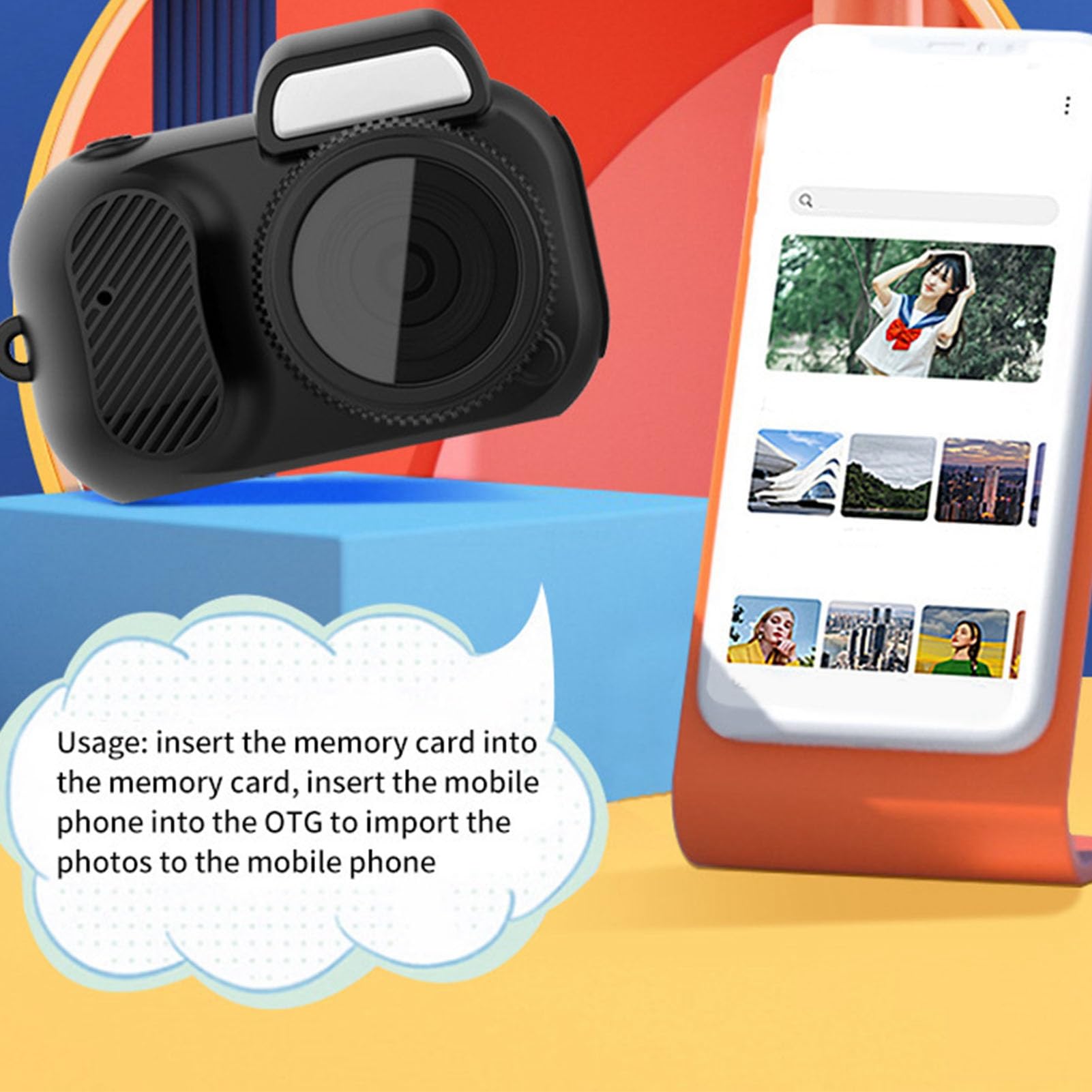 Mini digitale camera -MaxMango 1080P HD-video -1,3 inch scherm retro kleine sleutelhanger camera met 64 GB SD-kaart voor volwassenen kinderen reizen studie opname