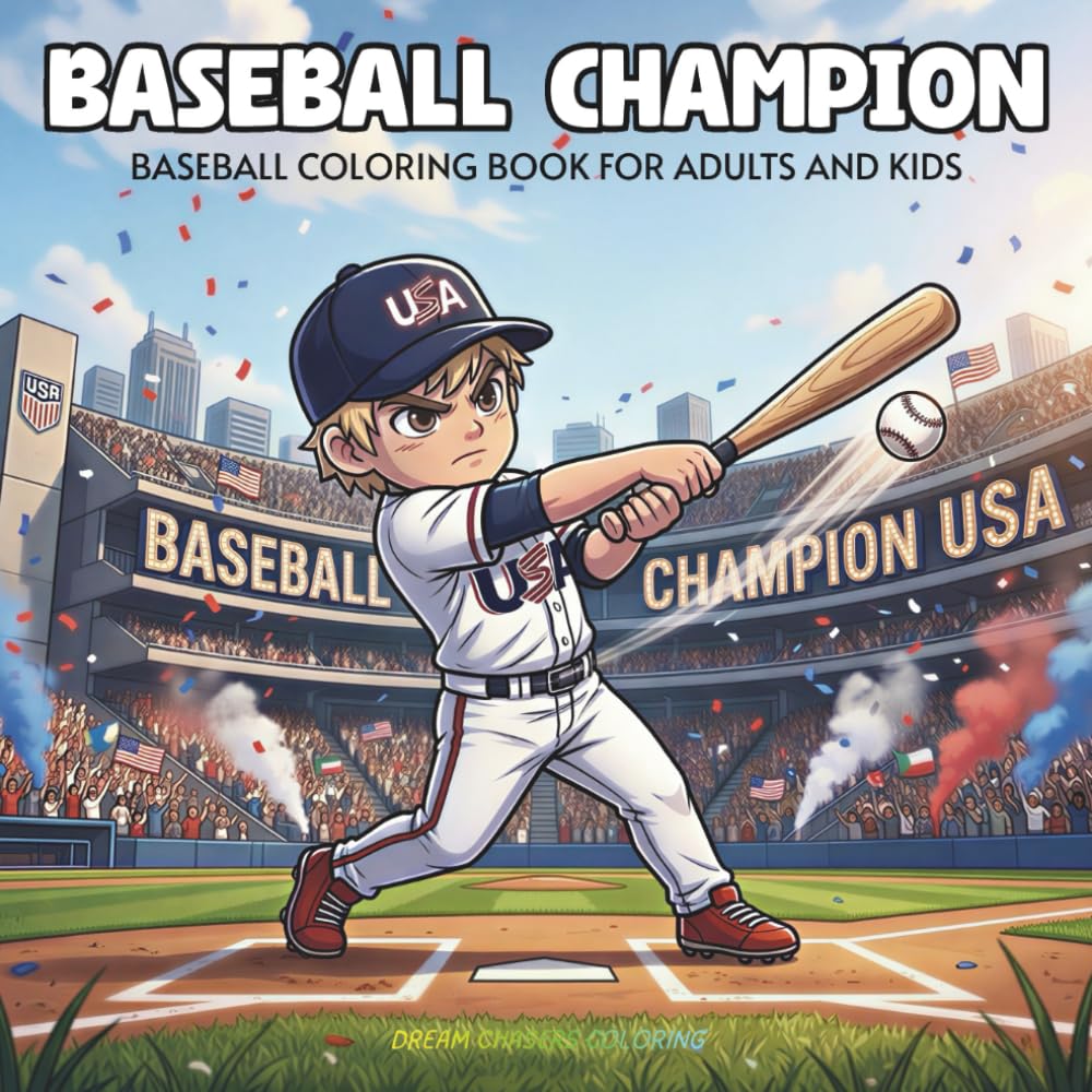 American Baseball Champion: Baseball Coloring Book for Adults and Kids
