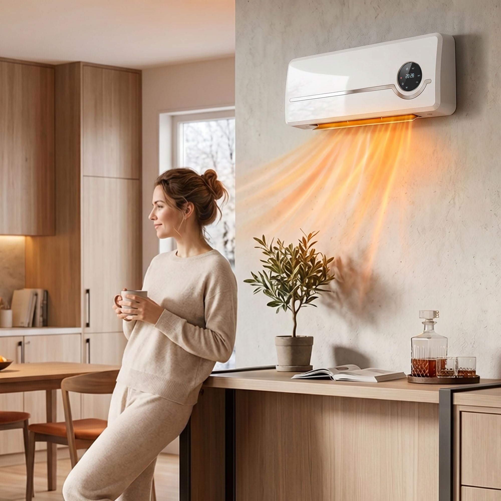 HOMCOM Stufa Ceramica 2000W da Parete con 3 Modalità, Ventilatore, Bianco | Termoventilatore, Riscaldamento Regolabile, Timer Settimanale, Rilevazione Finestra Aperta, Blocco Bambini, Telecomando