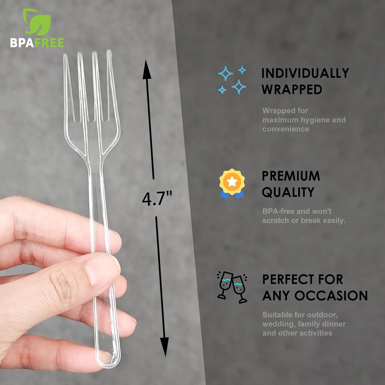 Mini Plastic Forks 4.7" Clear Small Forks Disposable for Appetizer Desert Fruit Salad Party Supplies, 100 Pcs