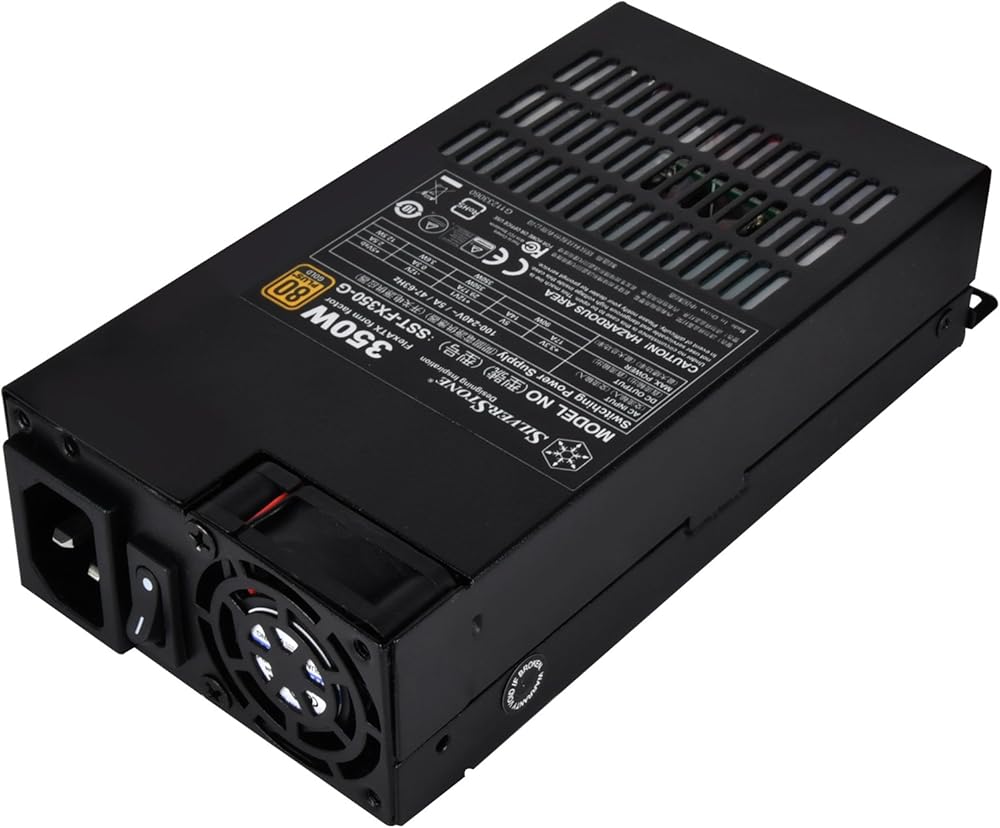 SilverStone Technology FX350 Flex ATX 1U 350 Watt 80 Plus Gold Power Supply with Fixed Cables - View 1