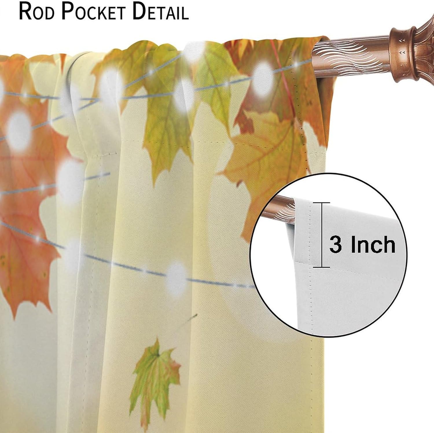 JESTRONRY Autumn Blackout Curtains, Fall Maple Leaf Pumpkin Thanksgiving Theme Rod Pocket Darkening Drapes for Living Room Bedroom Dining Room 42x45in