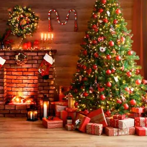 Miniatura 7 de Guirnalda de cuentas de madera Decro de Navidad, 1 paquete de 40 pulgadas, guirnaldas de madera con cuentas Boha de granja para mesa de centro de