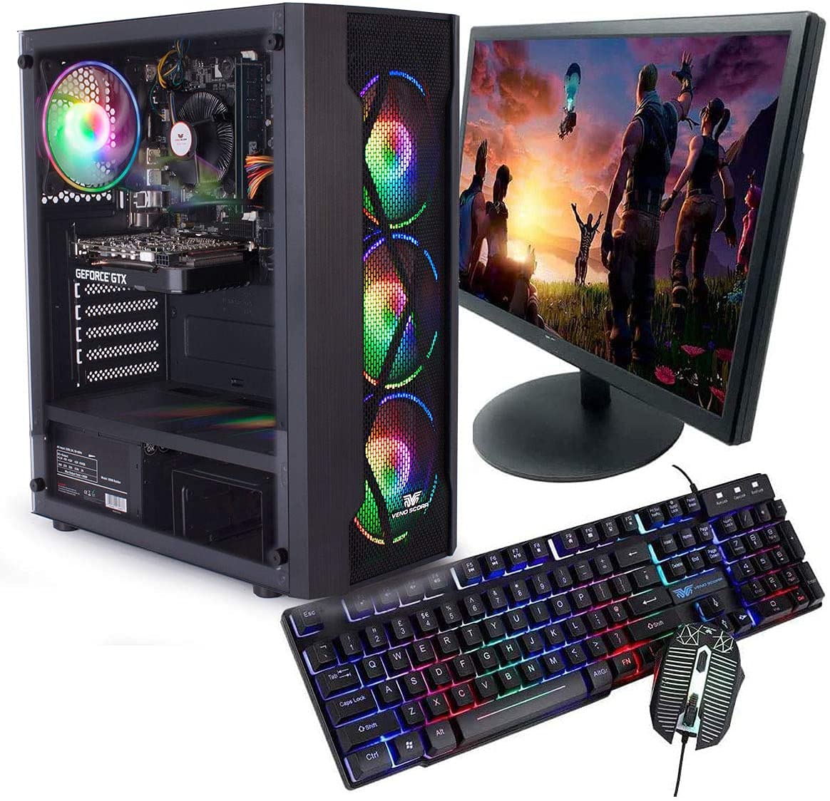 Veno Scorp Gaming PC Bundle Intel Core i7 2600 16GB Ram 256GB SSD 4GB Graphics Card Windows 10 USB 3.0 19" Monitor Gaming Keyboard and Mouse Vortex