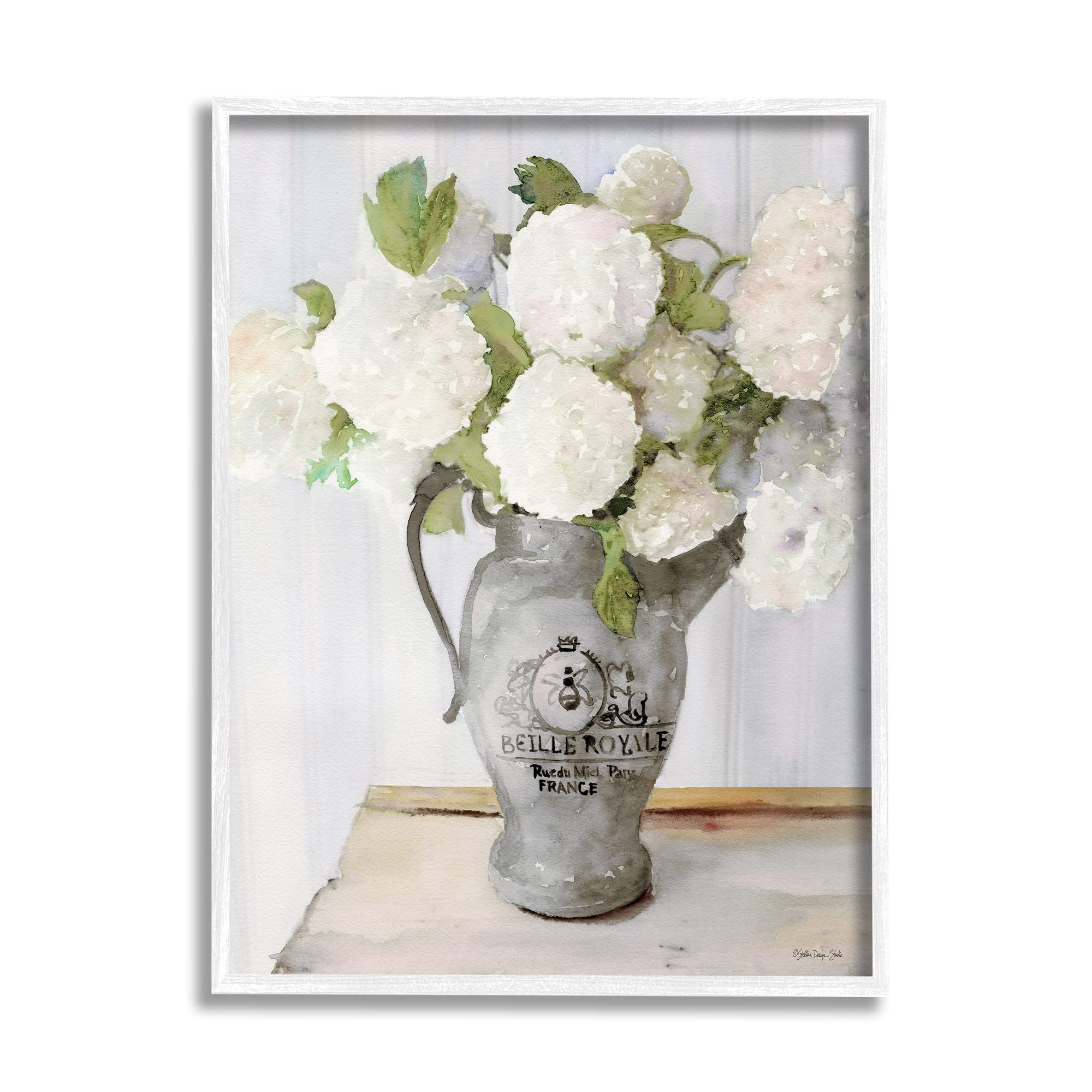 Stupell Industries Hydrangea in French Country Pitcher Still Life, Stellar Design Studio White Framed Wall Art, 16 x 20, Multi-Color