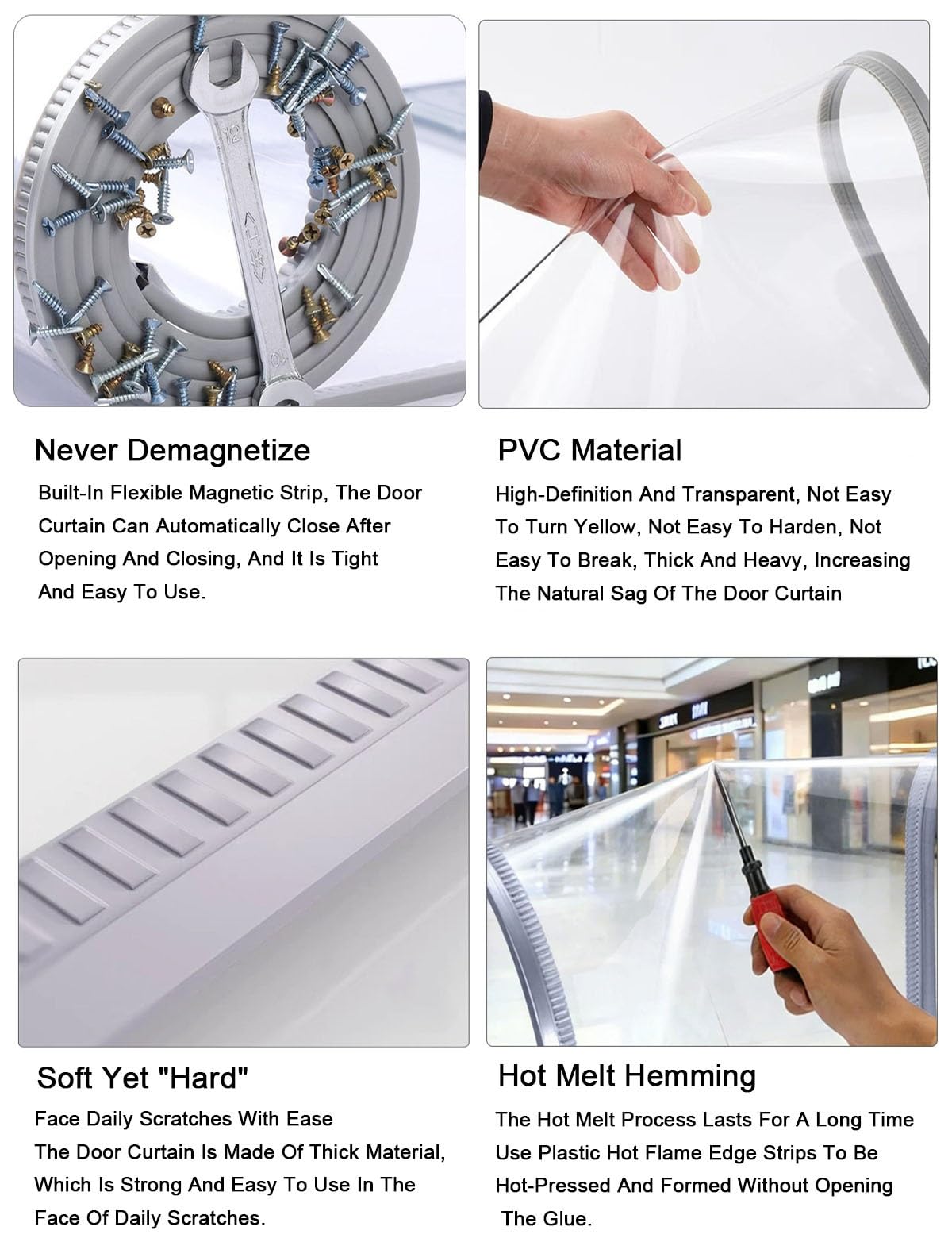Samoprzylepna taśma kurtyna PVC - 1,6 mm PVC Zewnętrzna zasłona drzwiowa wiatr, pyłoszczelna przezroczysta zasłona lamelowa odpowiednia do magazynów/fabryk/supermarketów