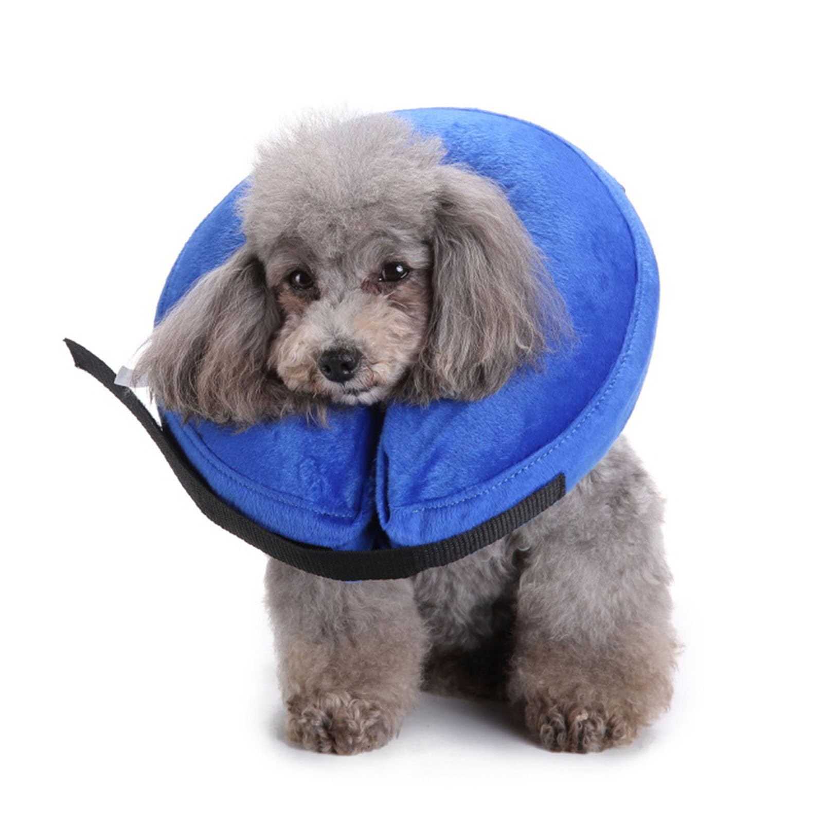 FANSU Inflatable Dog Collars for After Surgery, Recovery Collar for Dogs and Cats Adjustable Pet Cone Collar Soft Round Donut Collar for Cats Dogs to Stop Licking Wounds (S,Blue)