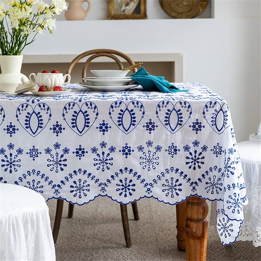Amazon|フレンチブルーとホワイトのテーブルクロス長方形アメリカン Amazon|フレンチブルーとホワイトのテーブルクロス長方形アメリカン