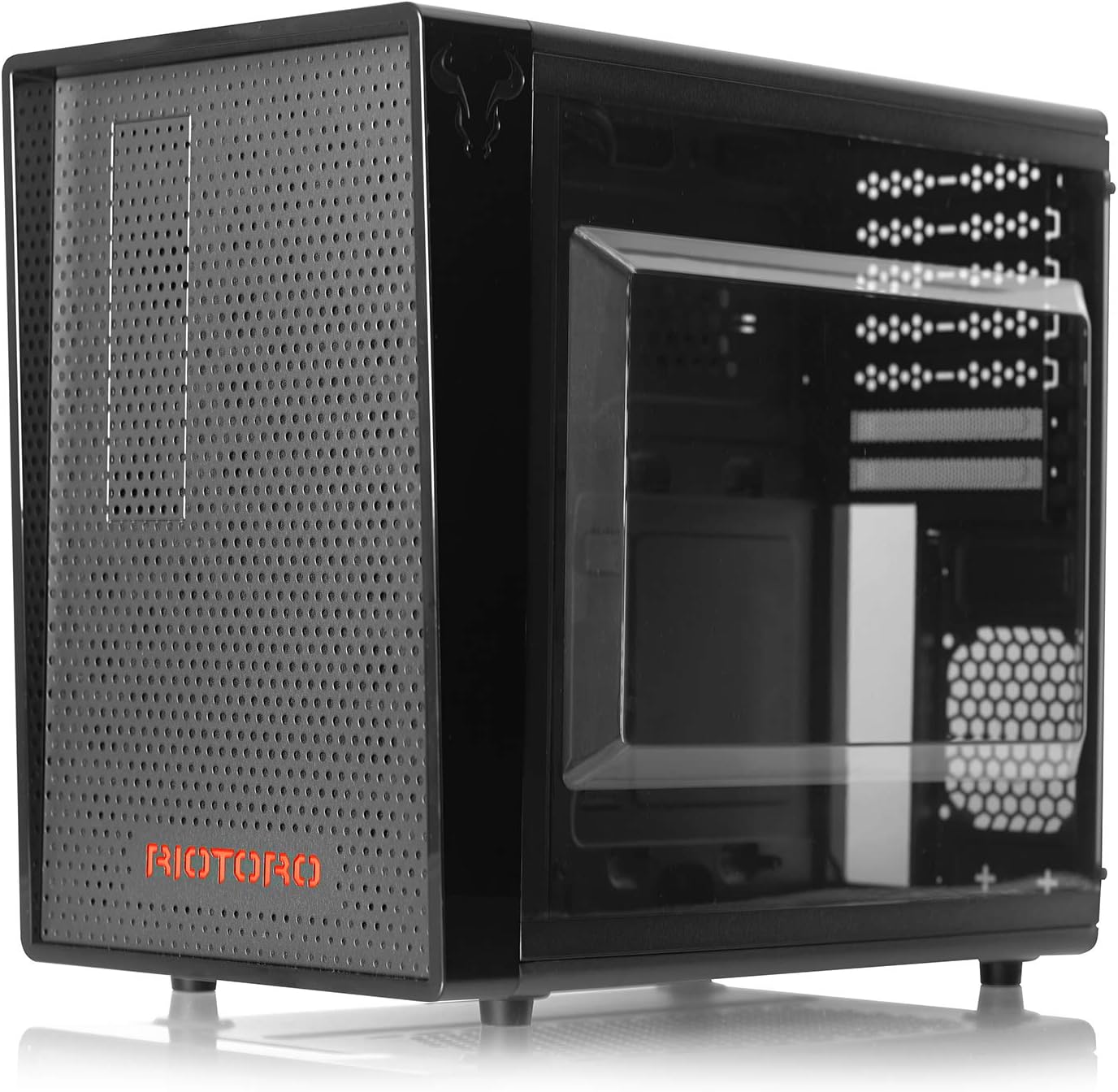 RIOTORO CR1080 PSU Side Window 12 cm LED Fan ATX Gamer Case - Black/Red