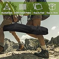 Vista 7 de HaSteeL Juego de 3 sillas plegables de campamento, sillas de campamento plegables negras y mesa gris, silla de césped grande portátil para adultos