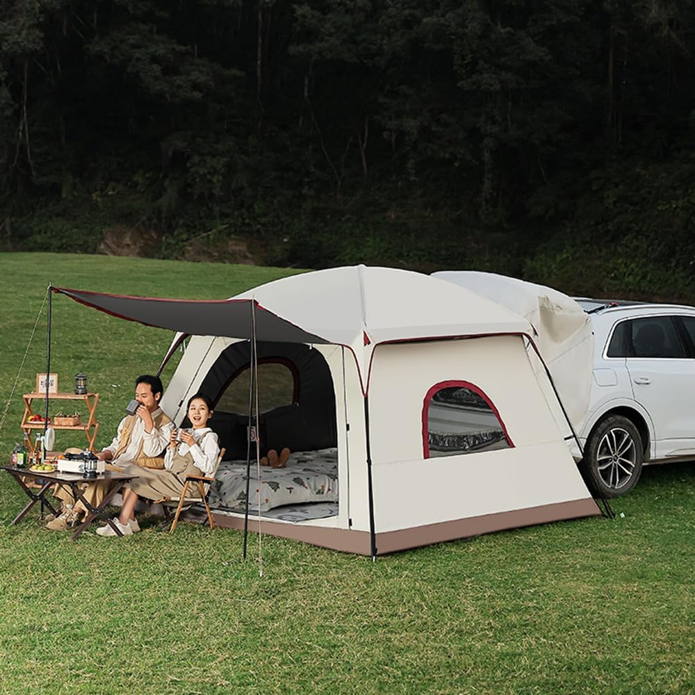 Tenda impermeabile per SUV e furgoni, tenda a cupola posteriore con portico e telo di fondo cucito, ideale per campeggio all'aperto e viaggi