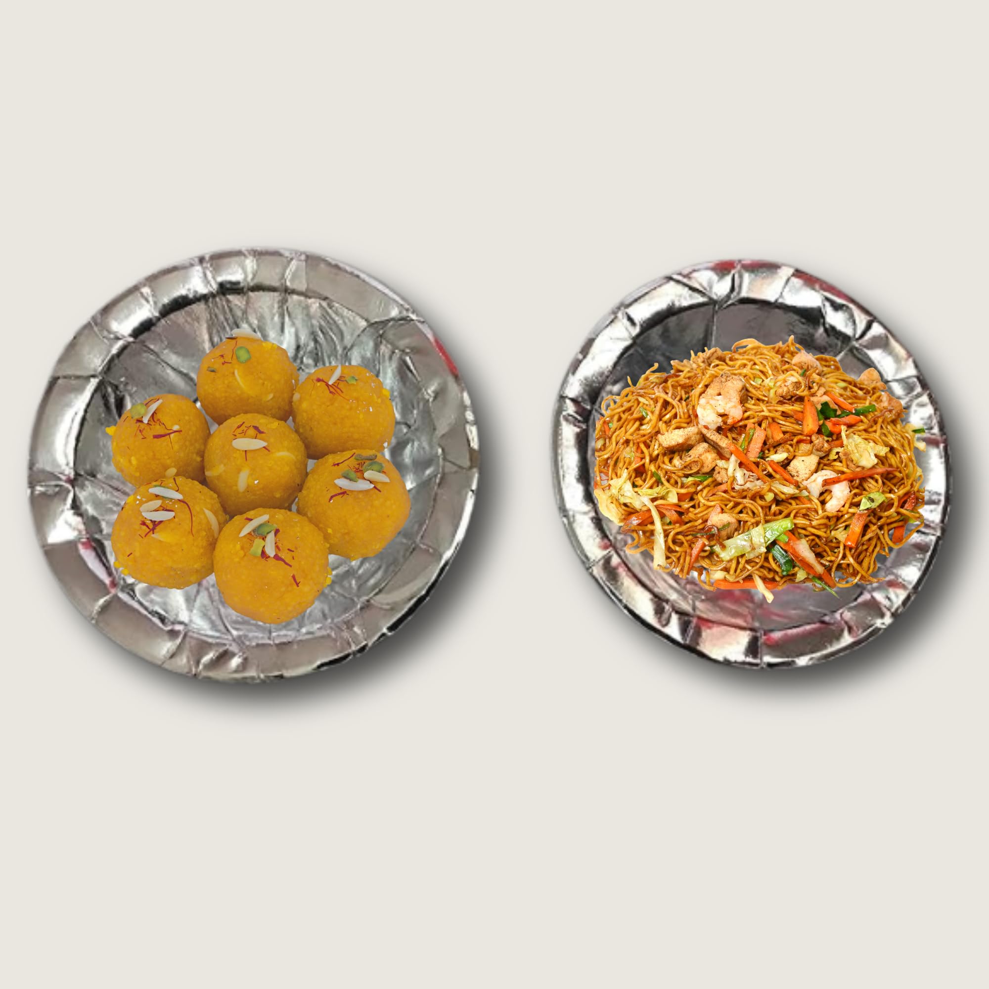JooGTooK Disposable Silver Paper Dona | Eco-Friendly Leaf Bowls with Silver Foil | Biodegradable & Leak-Proof | Ideal for Snacks, Sweets & Prasad Wedding, Function (Pack Of 200, 6 Inch) 4