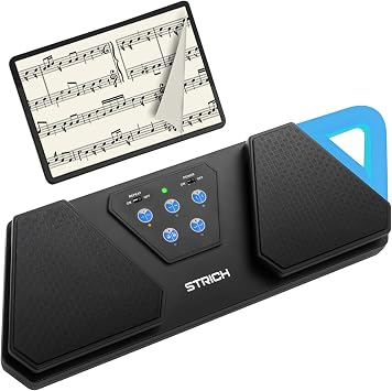 STRICH Wireless Page Turner Pedal for Musical Instruments, Anti-Slip Rubber Portable Foot Pedal, Silent Rechargeable Music Page Turner for iPad, Tablets, Phone, Super-long Endurance, SPT-10X, Blue