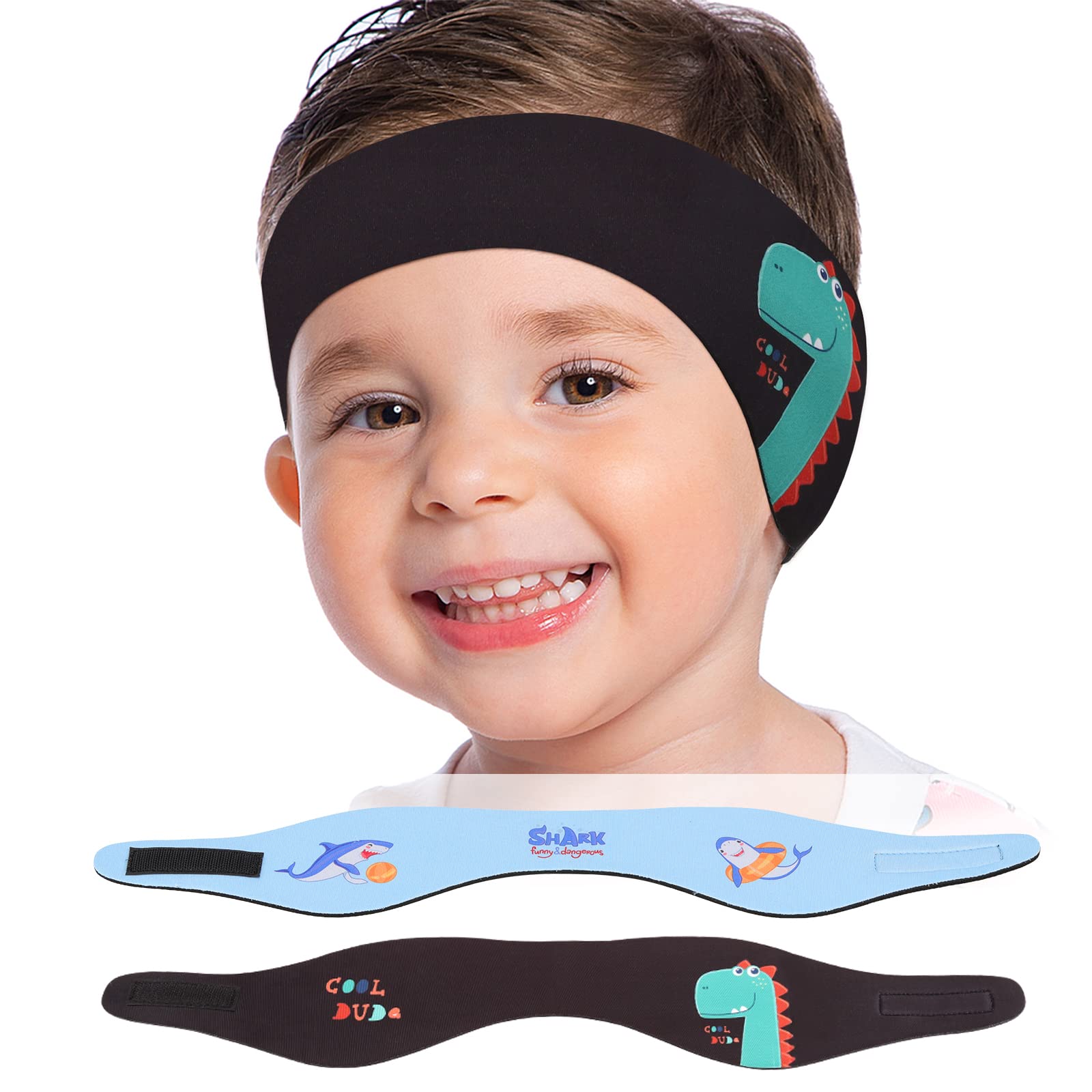 Bandeau Natation Enfant MoKo Néoprène - Protection Oreilles - Motif Requin