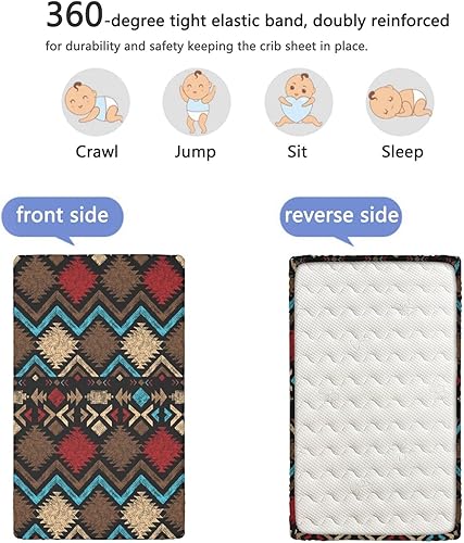 Miniatura 5 de Sábana bajera ajustable para cuna con temática azteca, sábana bajera estándar para cuna, suave y elástica, sábana bajera para cuna o sábana de cama