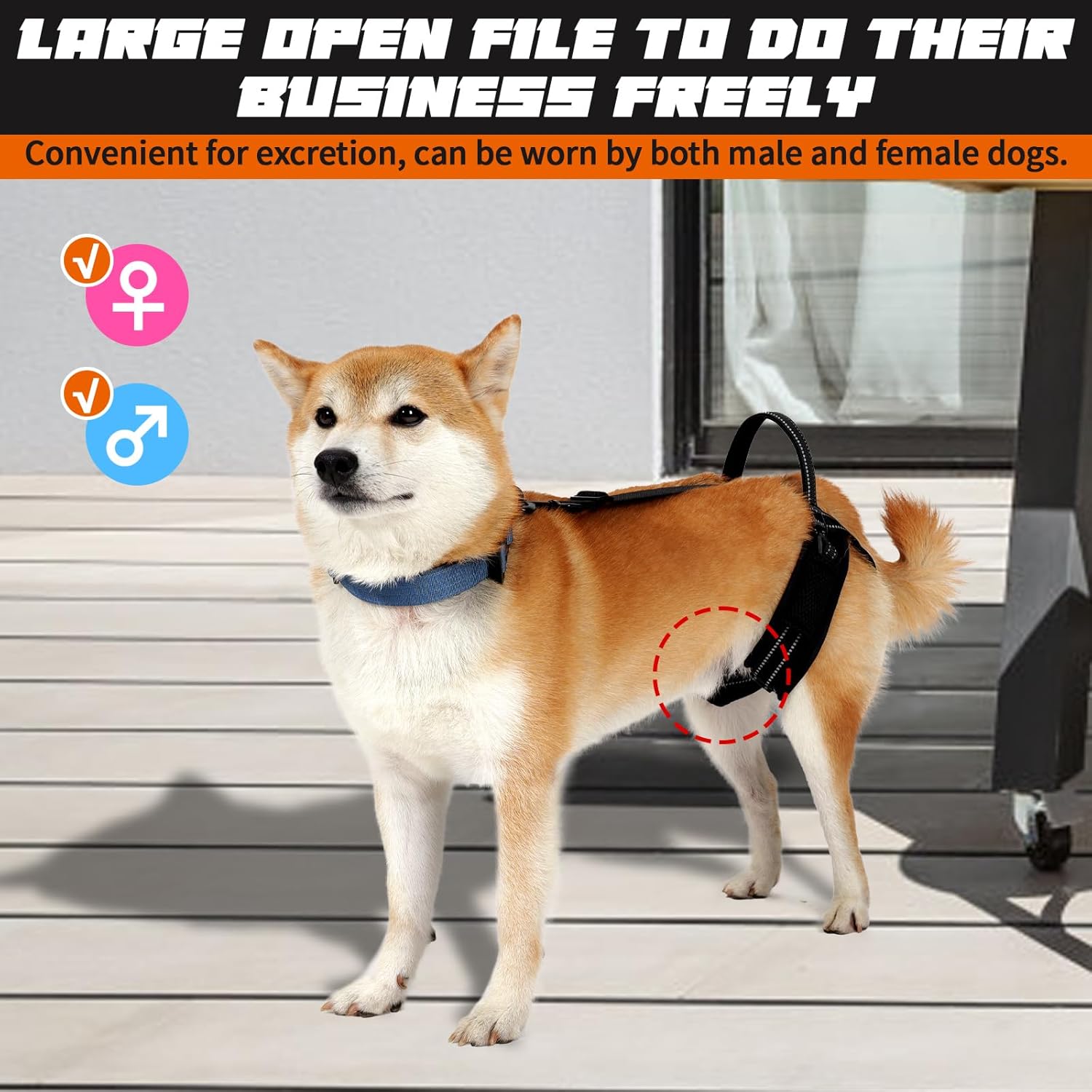 ROZKITCH Pet Dog Support Harness Rear Lifting Harness for Back Legs Reflective Dog Sling Vet Approved for Old Helps with Poor Stability Hind Legs, Joint Injuries Elderly Arthritis ACL Rehab Black L - Image 3