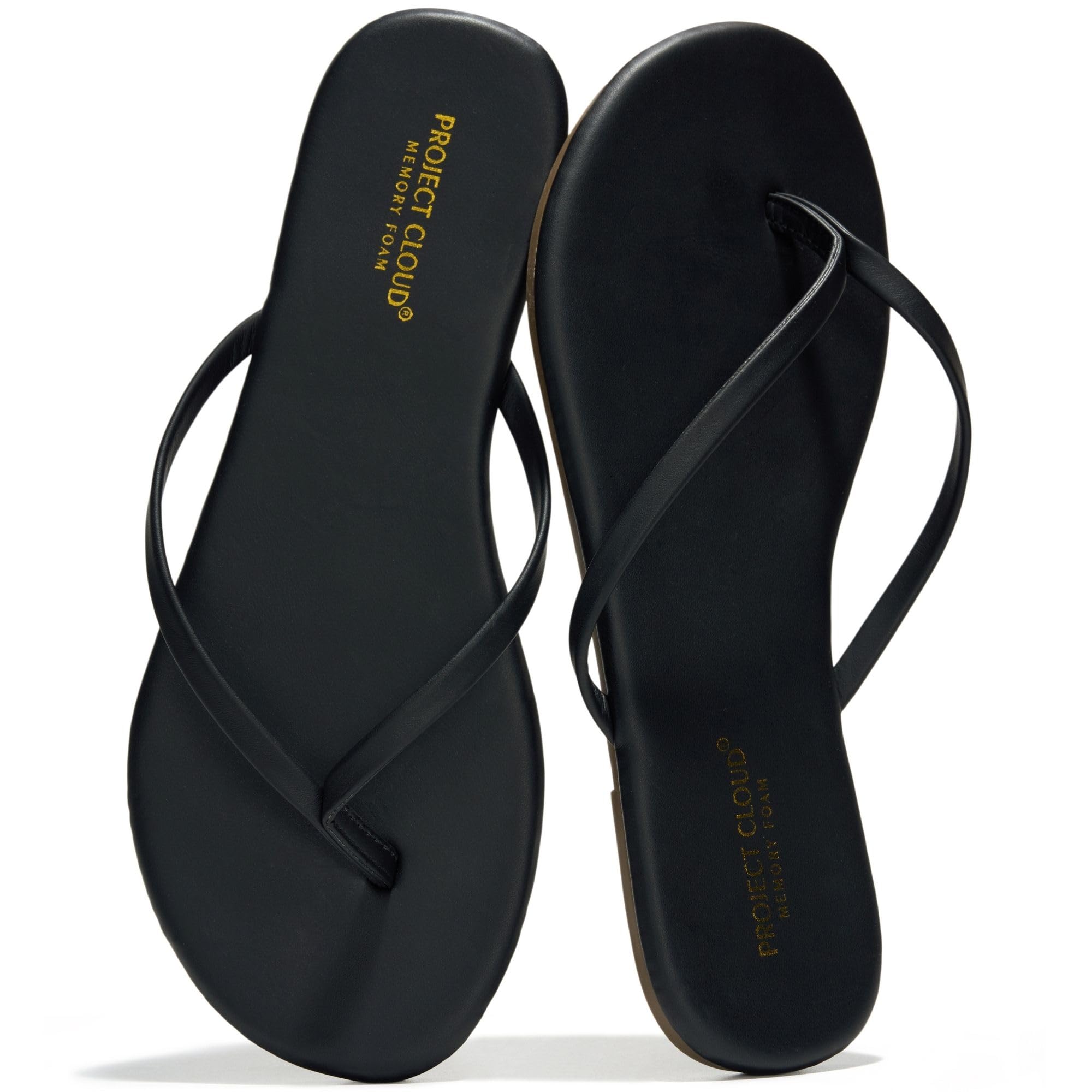 Project Cloud Flip Flops for Women Footwear- Lightweight and Memory Foam Insole Sandals for Women 2026 - Durable Non-Slip Beach Essentials Flats for Women Sandals (Foundations, Black, 6)