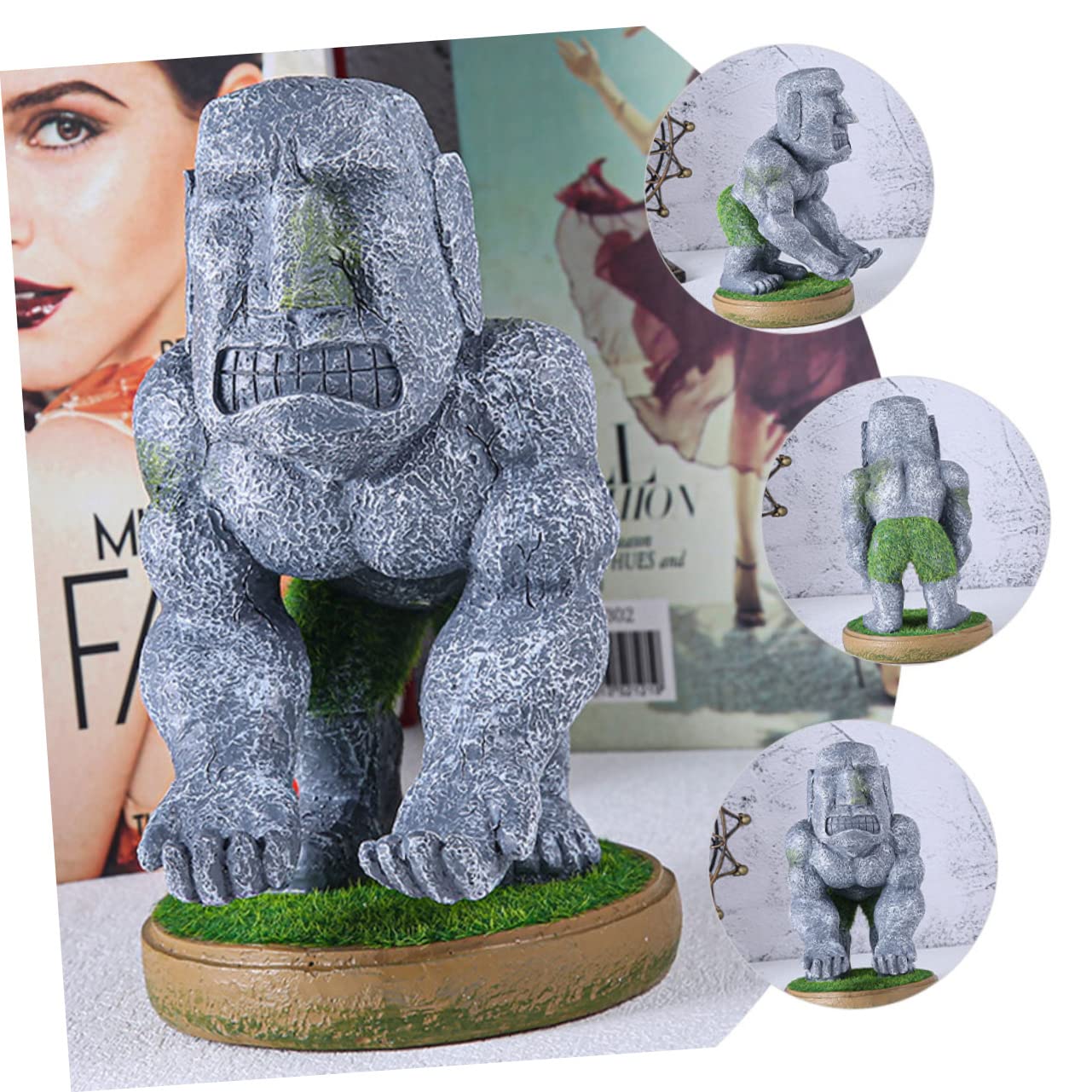 jojofuny Supporto per Maniglia di Gioco Multifunzionale in Resina per Controller e Cuffie, Base Stabile Compatta per Postazione Gaming a Casa, Ufficio e Viaggio, Decorazione Statua Moai