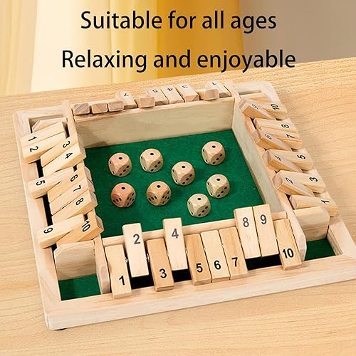 Miniatura 3 de Juego de Shut The Box con 8 dados, Shut The Box Wooden, para 2-4 jugadores, juegos de mesa de madera familiares de matemáticas, juegos de cartas de