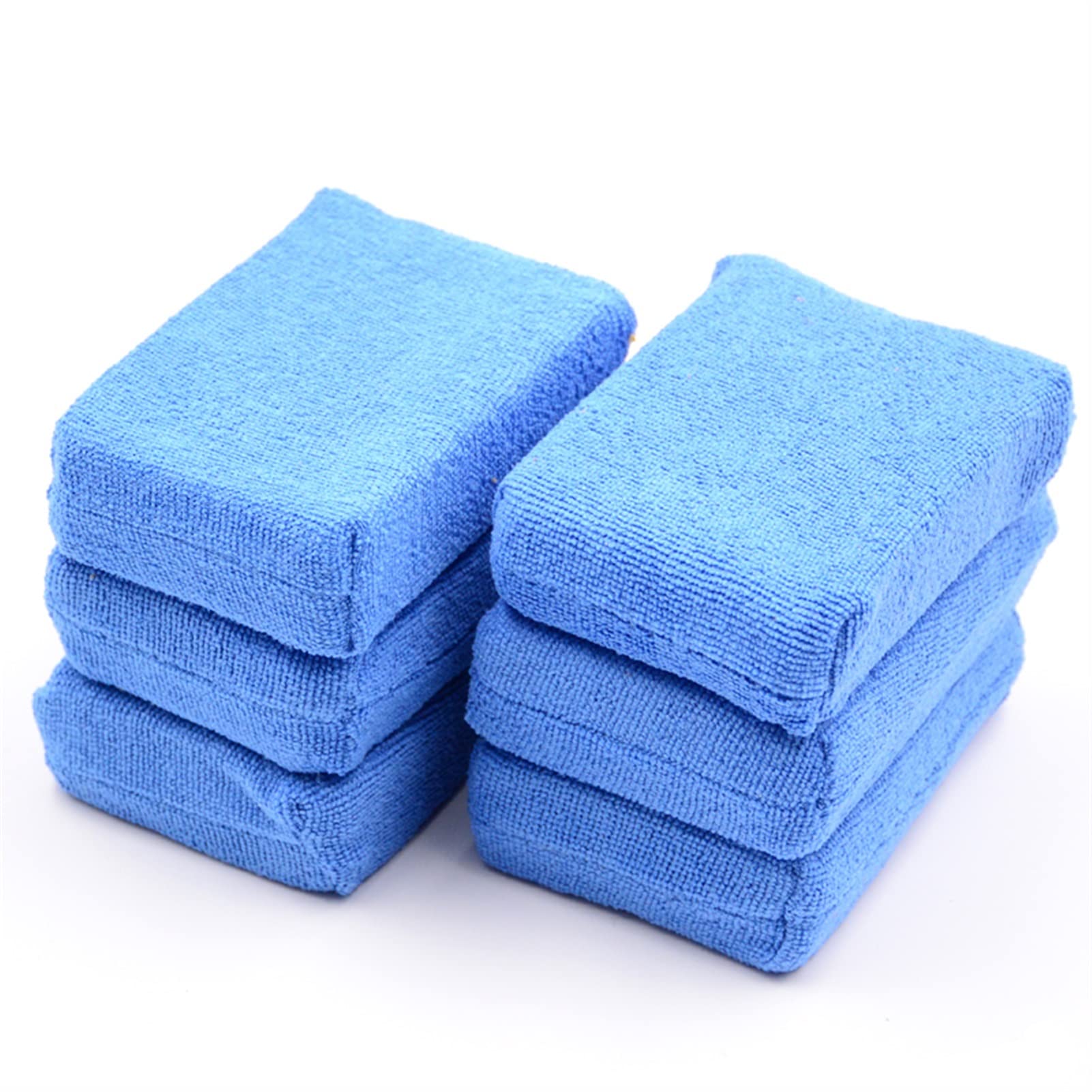 TRUSTTWO 6pcs Cuidado de Pintura for automóviles Premium Grado Microfibra Aplicadores Sponges Paños Microfibra Cera Pulido Detalle Detalles Lave Azul The New