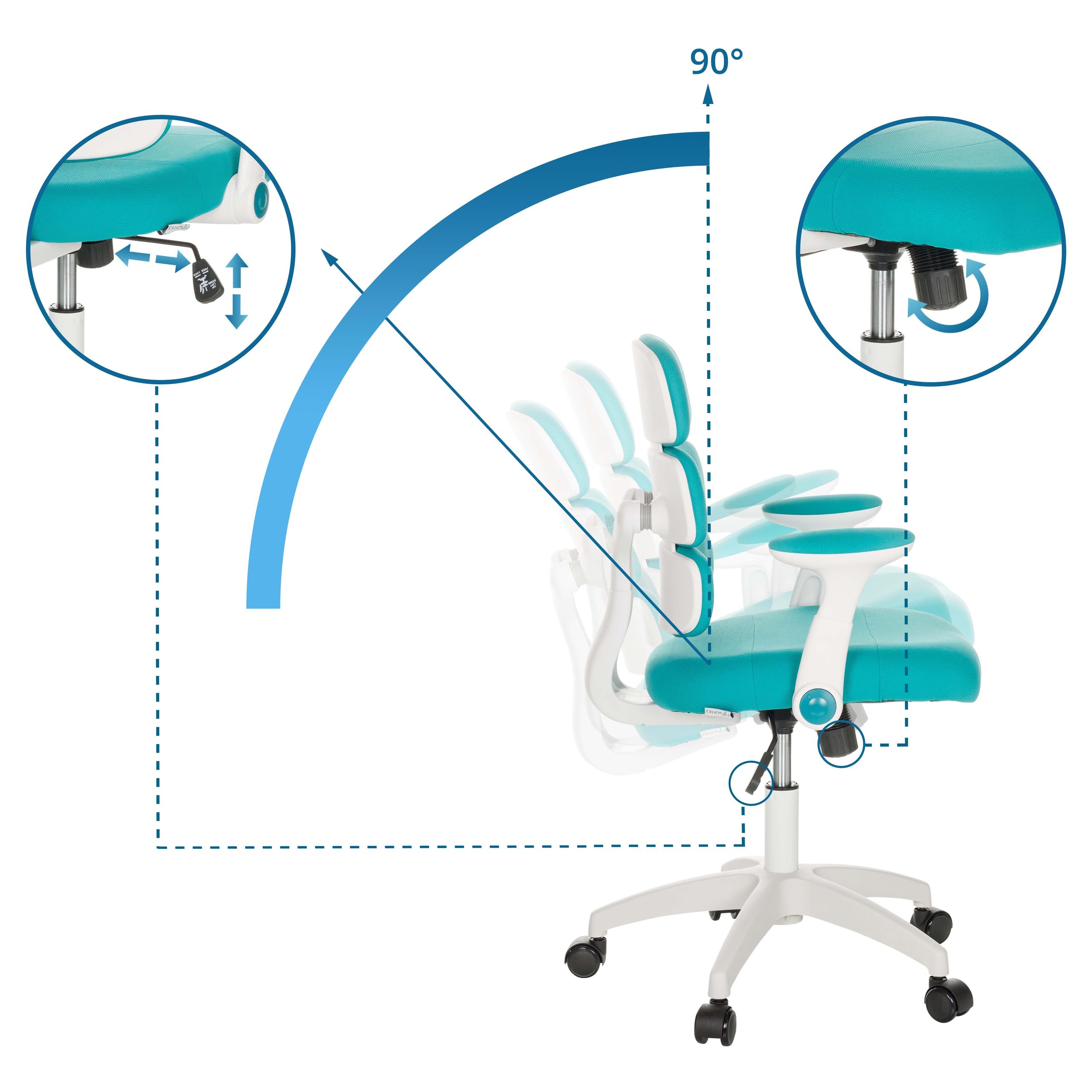 hjh OFFICE Kinderdrehstuhl Kid ERGOLINO W Kinderstuhl mit ergonomischer Rückenlehne, Blau, 736430