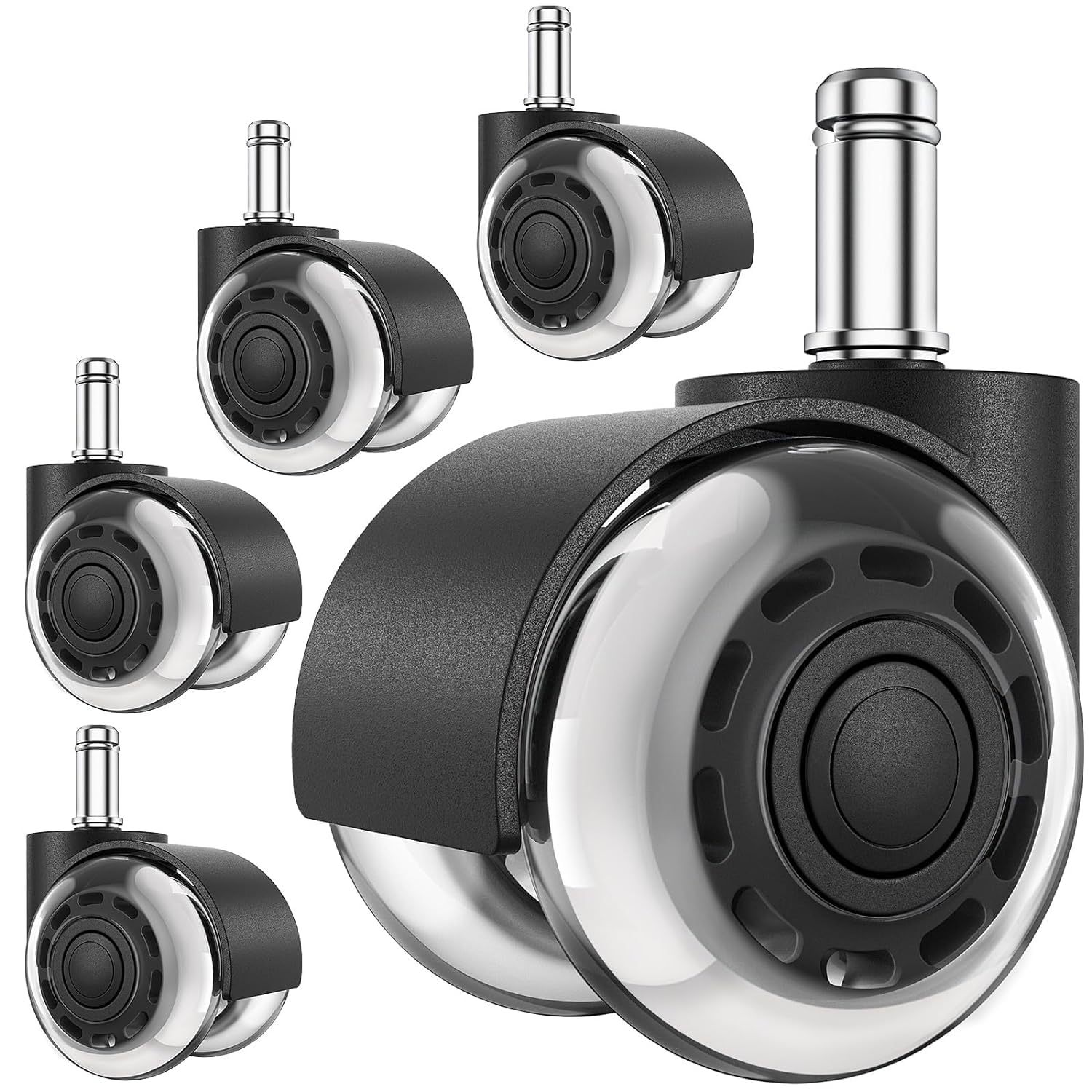 Azonee Office Chair Wheels, Replacement Soft Mute Desk Caster Wheels for Work Gaming Chair, 2"" Office Chair Wheels Heavy Duty Replacement, Heavy Duty Safe for All Floors 5 Pcs