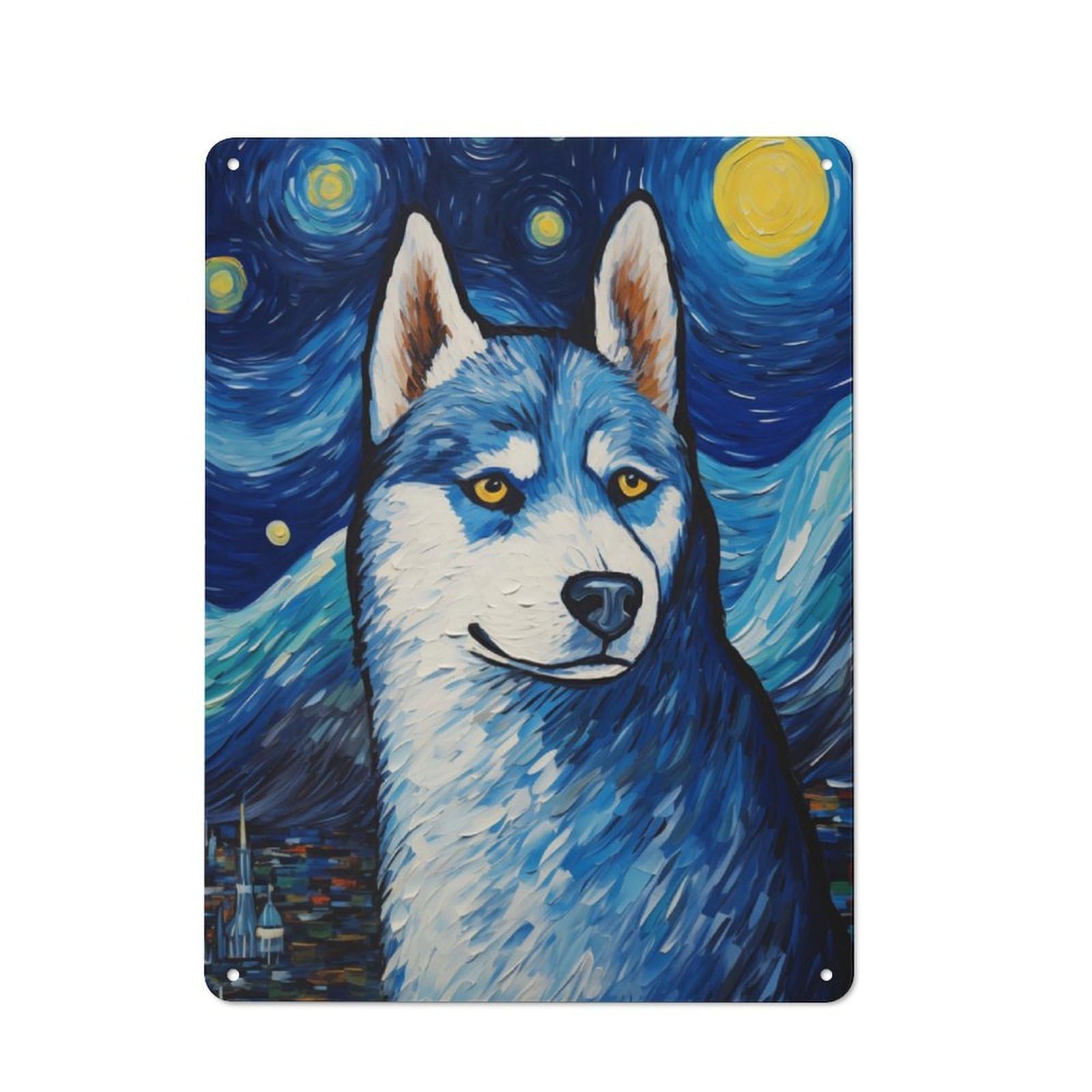 Junmoney Siberian Husky Metal Wall Sign 40X30cm Featuring For Garage Or Workshop, For Garage, Workshop And Man Cave Decoration