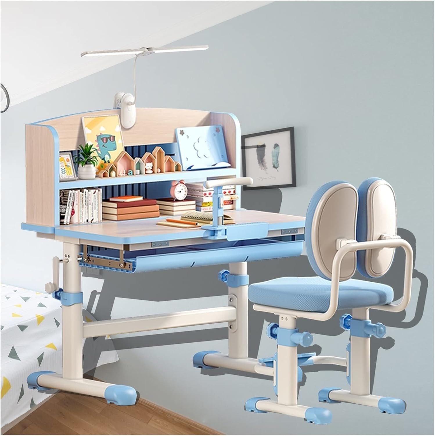 Amazon.co.jp 学習机 勉強机 学習机セット study desk 学習デスク 子供 机 椅子 幼児 机 多機能キッズデスクと