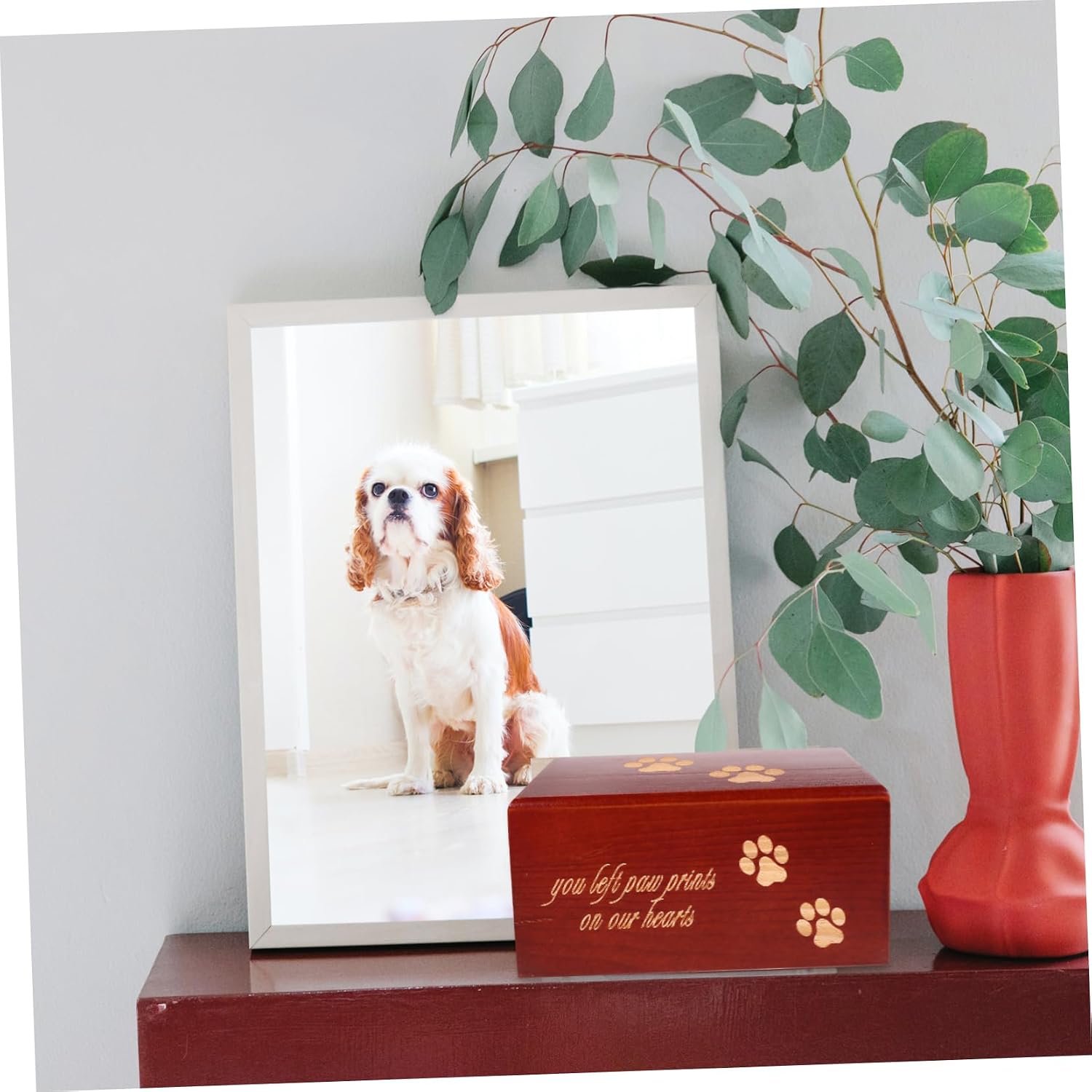 Hemoton Wooden Pet Memorial Urn for Ashes Cat Cremation Casket Wood Pet Funeral Box Photo Space Keepsake Ashes Urn