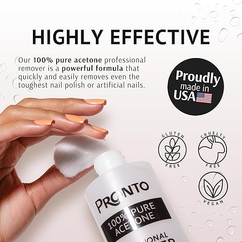 Miniatura 19 de Pronto - Acetona 100 % pura, removedor de esmalte de uñas rápido y profesional, para uñas naturales, gel, acrílicas, esculpidas (8 onzas líquidas)
