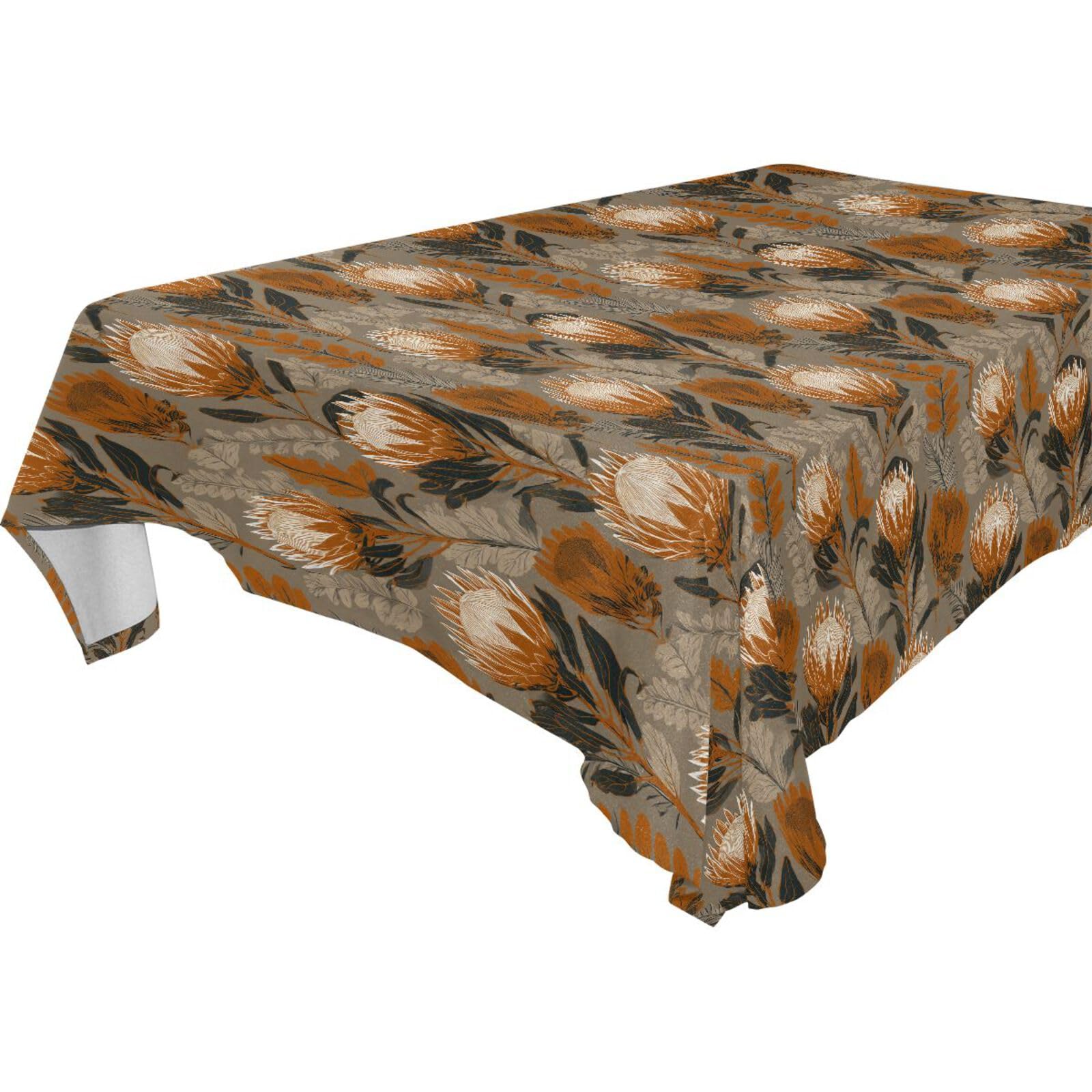Nappe Fougère Protea King D'Afrique fauve 137x183cm pour table de salle à manger