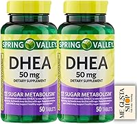 Vista 1 de Spring Valley DHEA - Suplemento dietético de 50 mg, 50 comprimidos, paquete de 2 (100 en total) + adhesivo Me Gustas