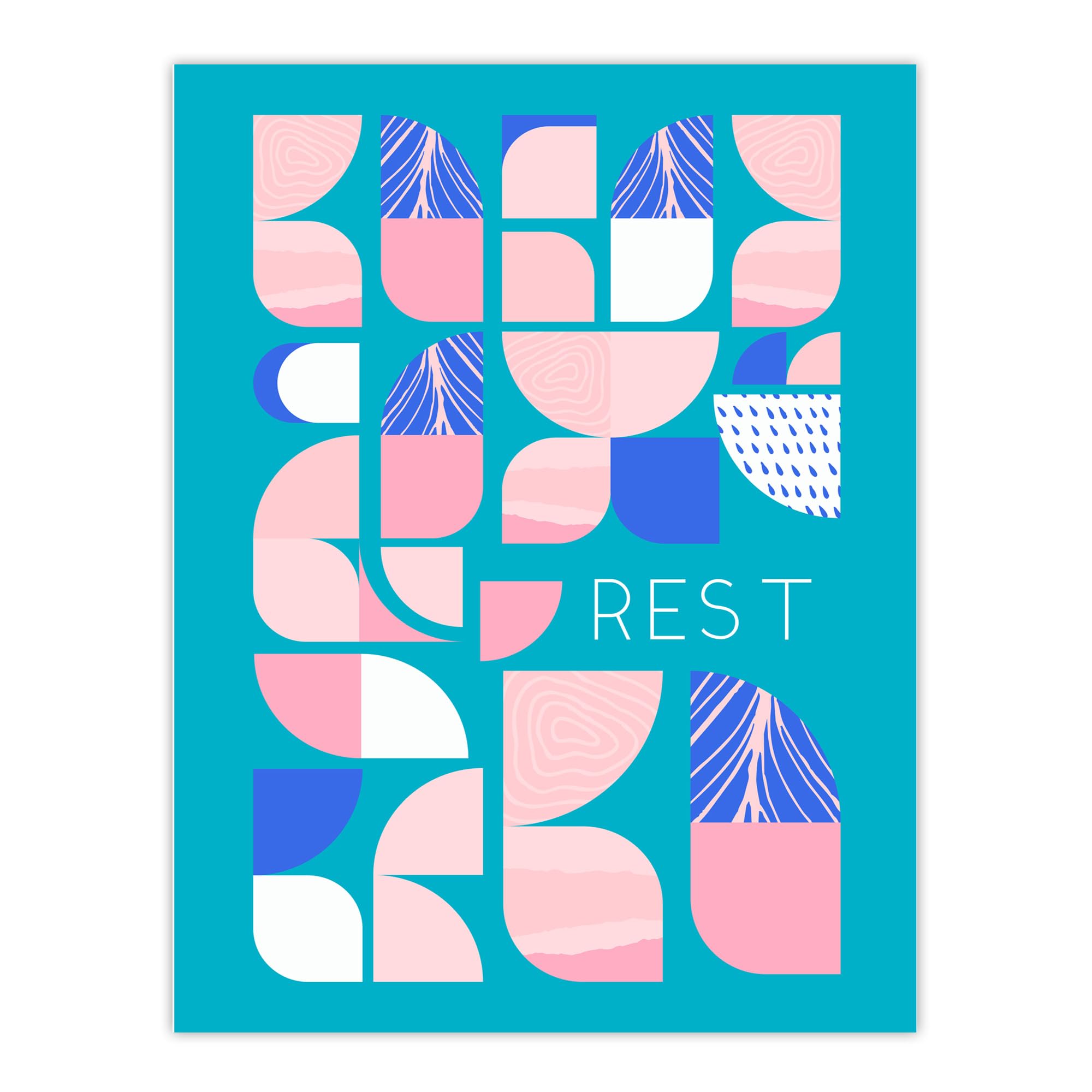 Wee Blue Coo Chill Pattern Rest Quote Affirmation Calm Teal Spa Large Wall Art Poster Print Thick Paper 18X24 Inch