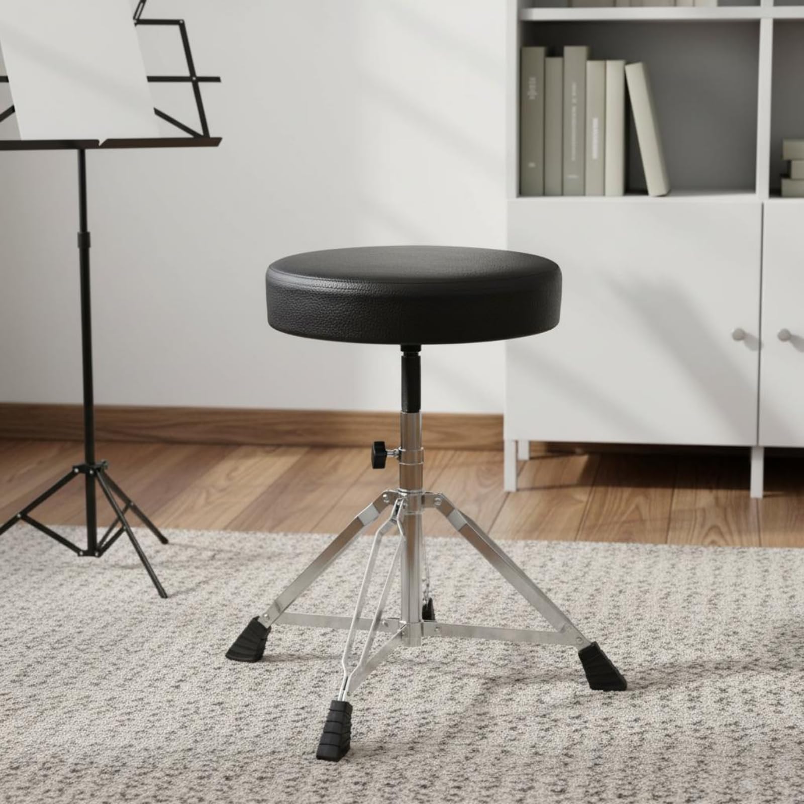 harayaa Siège de Batterie Réglable Tabouret Percussion Trône Musicien Chaise Rembourrée en Cuir avec Double Renfort et Surface Antidérapante au Sol Hauteur