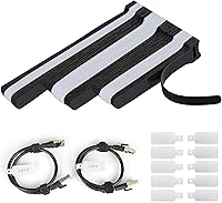 Vista 13 de 120 bridas de sujeción para cable reutilizables, multiusos de 20 cm para gestión de cables con gancho y bucle, bridas ajustables para organizar