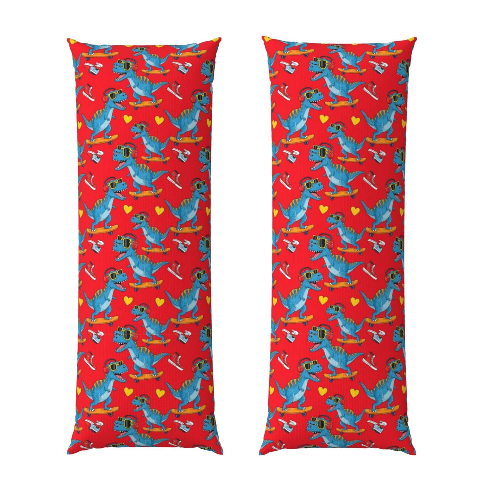 Body Pillow Cover 20x54 Inch, Cool Funny Skateboard Dinosaur, Luxury Cozy Long Pillowcase with Zipper, Softffy Rectangular Case for Couch Bed Home Hotel
