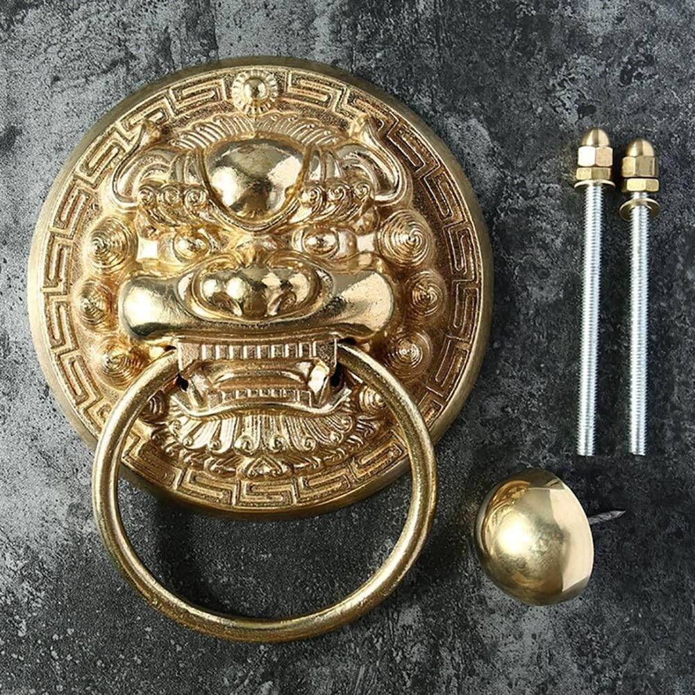 Kołatka do drzwi, 1 szt. Kołatka do drzwi z motywem lwa, kołatka do bramy zewnętrznej dla gości odwiedzających Twój dom (20 cm)(20cm)
