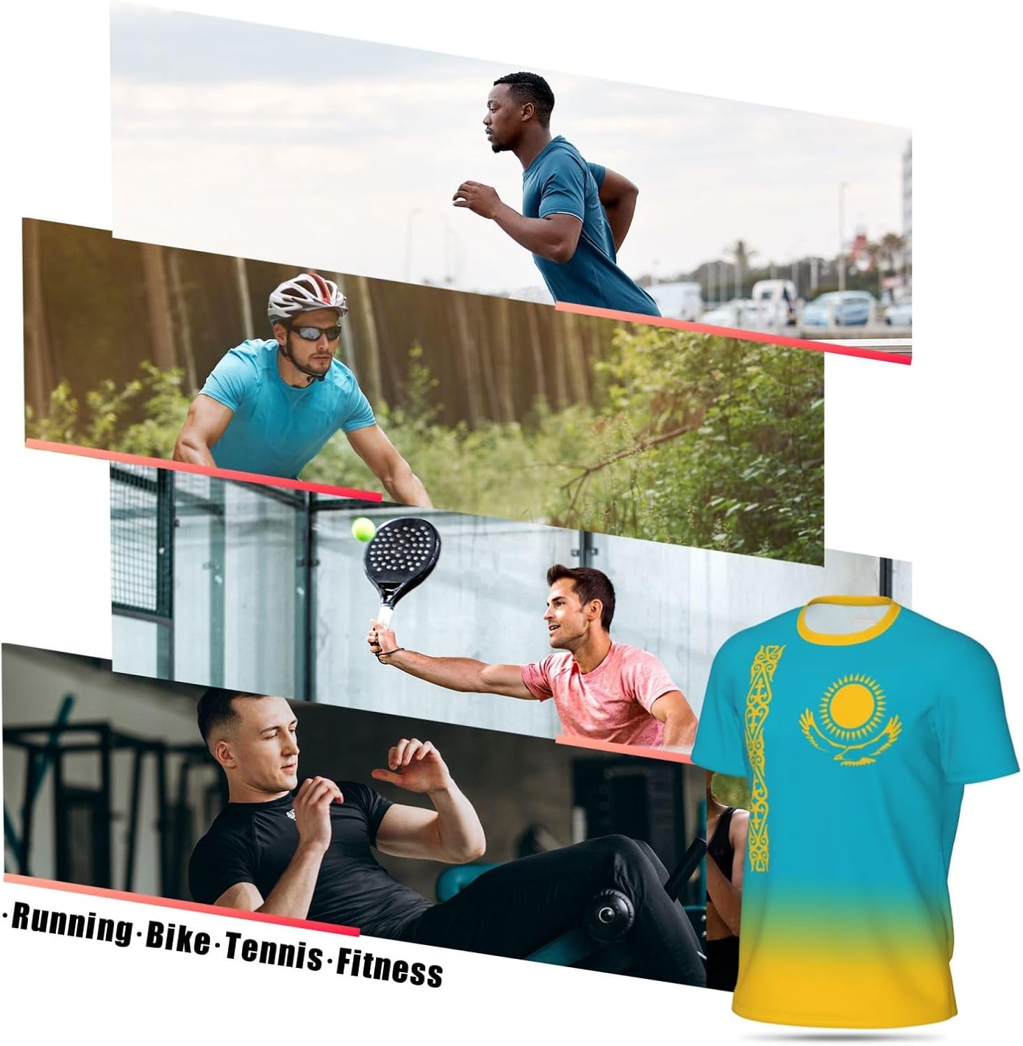 Kazakhstan Flag Sports Jersey Mesh T-Shirt 3D Print for Running Cycling Soccer Fans Fitness Shirts