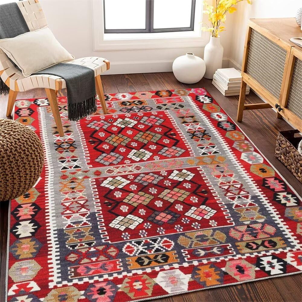 Moquette 150x200cm et tapis salon floral vintage rouge pour ado