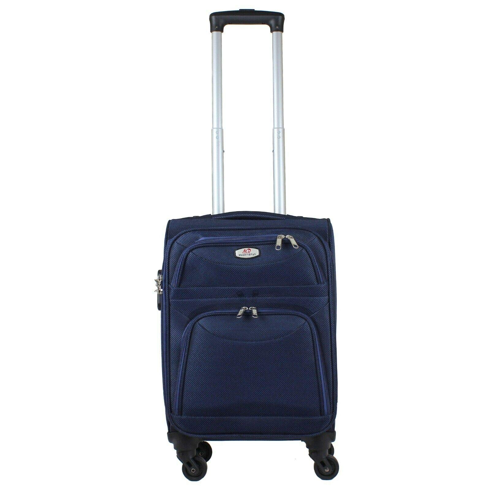 Maleta de Tela Equipaje de Mano para Cabina candado combinación Lateral 4 Ruedas 360º Color Azul Marino.