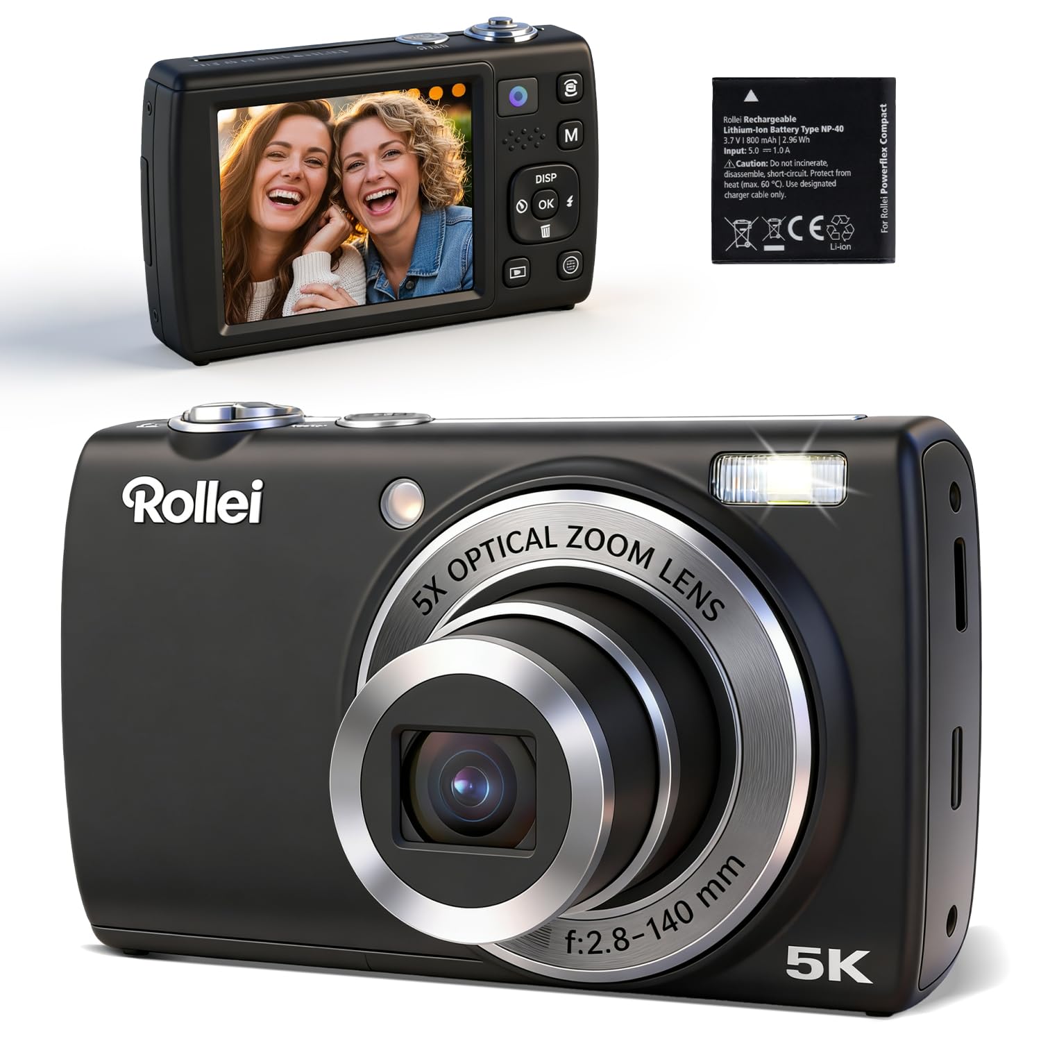 Rollei Powerflex Compact Digitalkamera – Dual-Lens, 64 MP, 5K Video