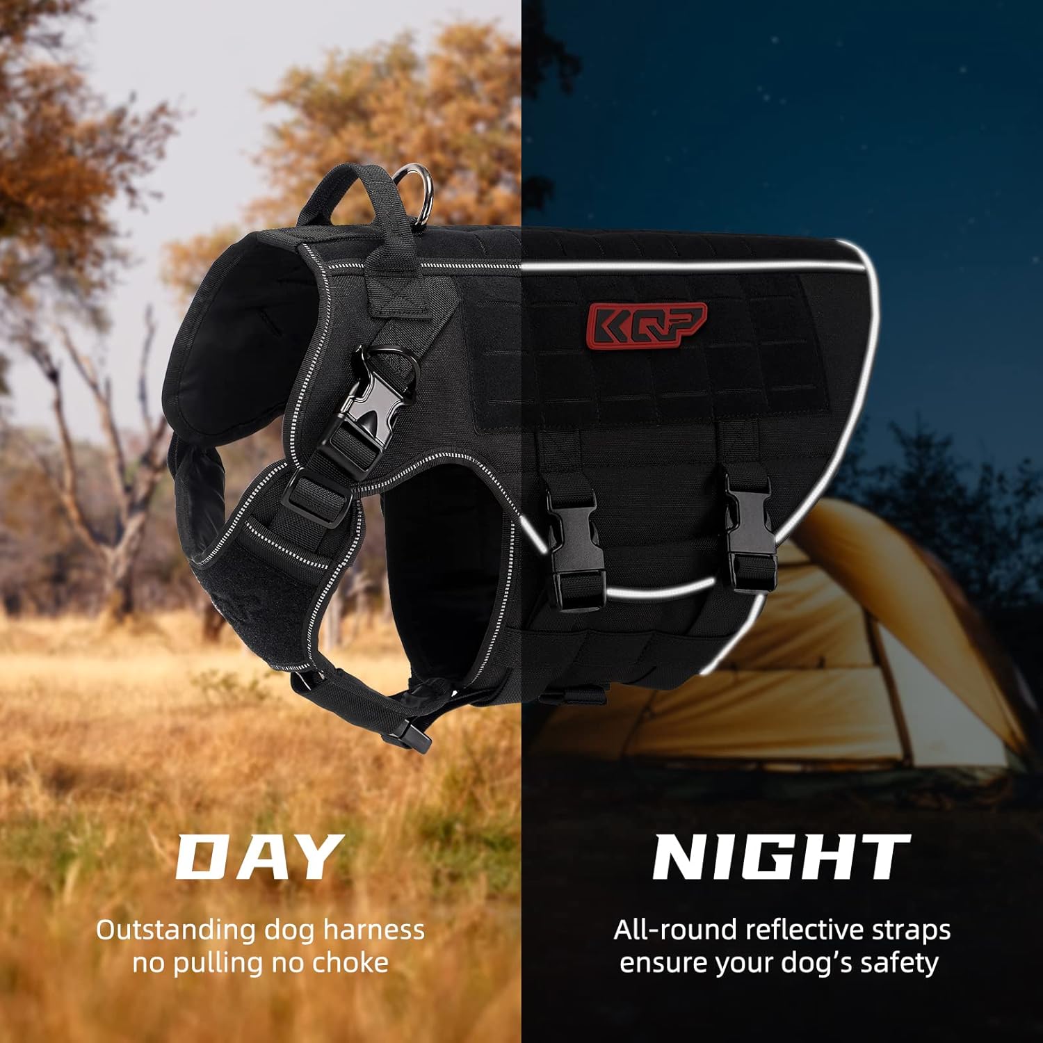 Tactical Dog Harness - No Pull Dog Harness - Military Dog Vest with Adjustable Metal Clips, Reflective Pet Walking Hiking Training - Dog Harness for Large Dogs Medium Dogs, Small Dogs, Service Dog